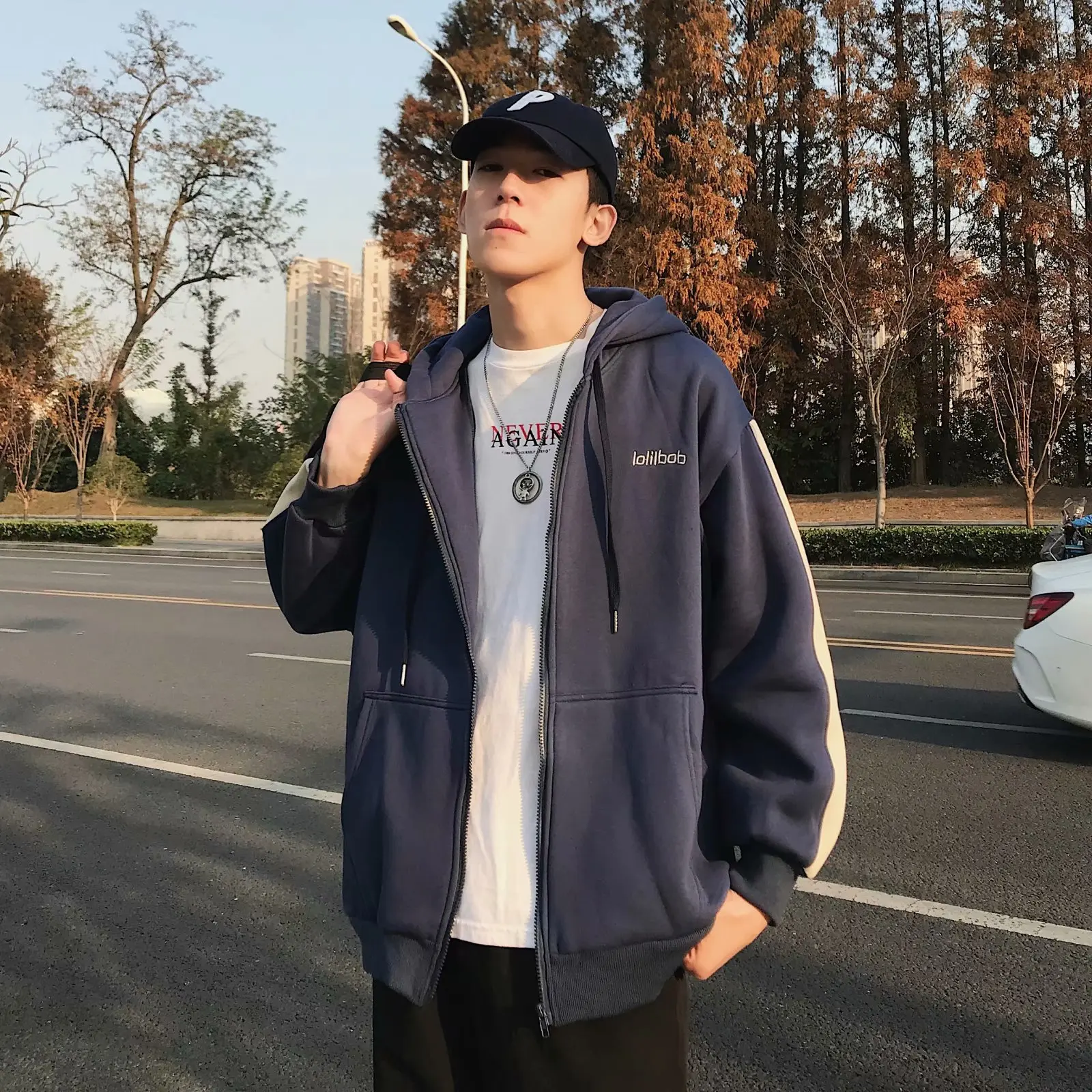 

Cardigan Hoodie Men Autumn & Winter New Style Trend plus Velvet Hong Kong Style Hoodie Couples Oversize Loose Coat