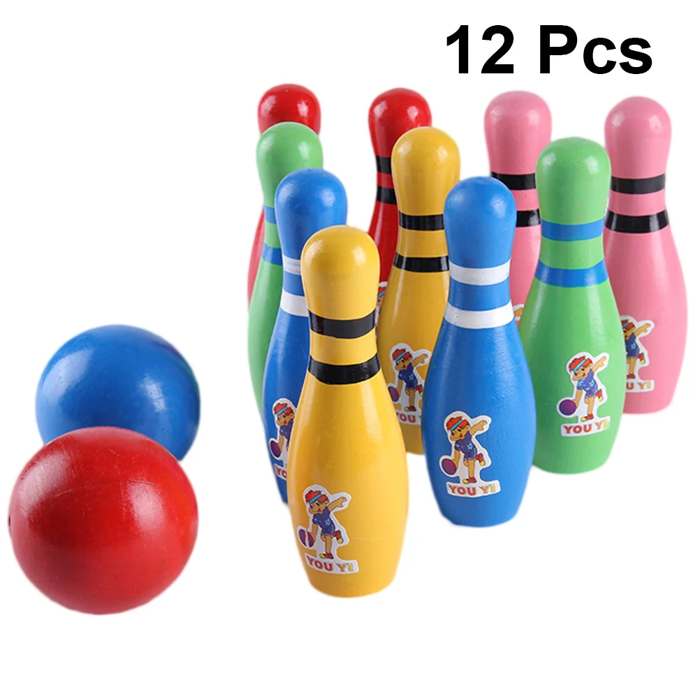 

12 PCs Bowling Pins and Balls Big Size Safe Educational Toy for Kids Teenagers