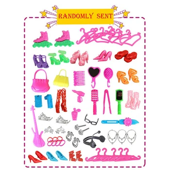 

Hot Selling 85 PCS Doll Clothes Accessories Party Gown Outfits Shoes Jewellery Headwear Set