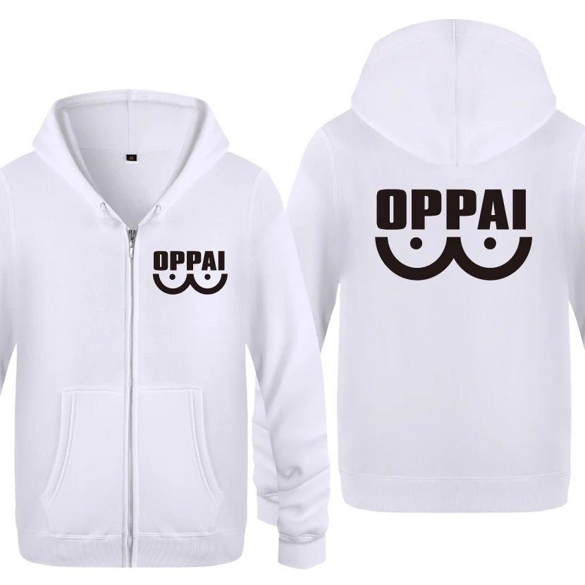 BAY HET One Punch Hero Saitama толстовки Oppai мужские мужские флисовые толстовки на молнии с капюшоном кардиганы - Цвет: BAY HET