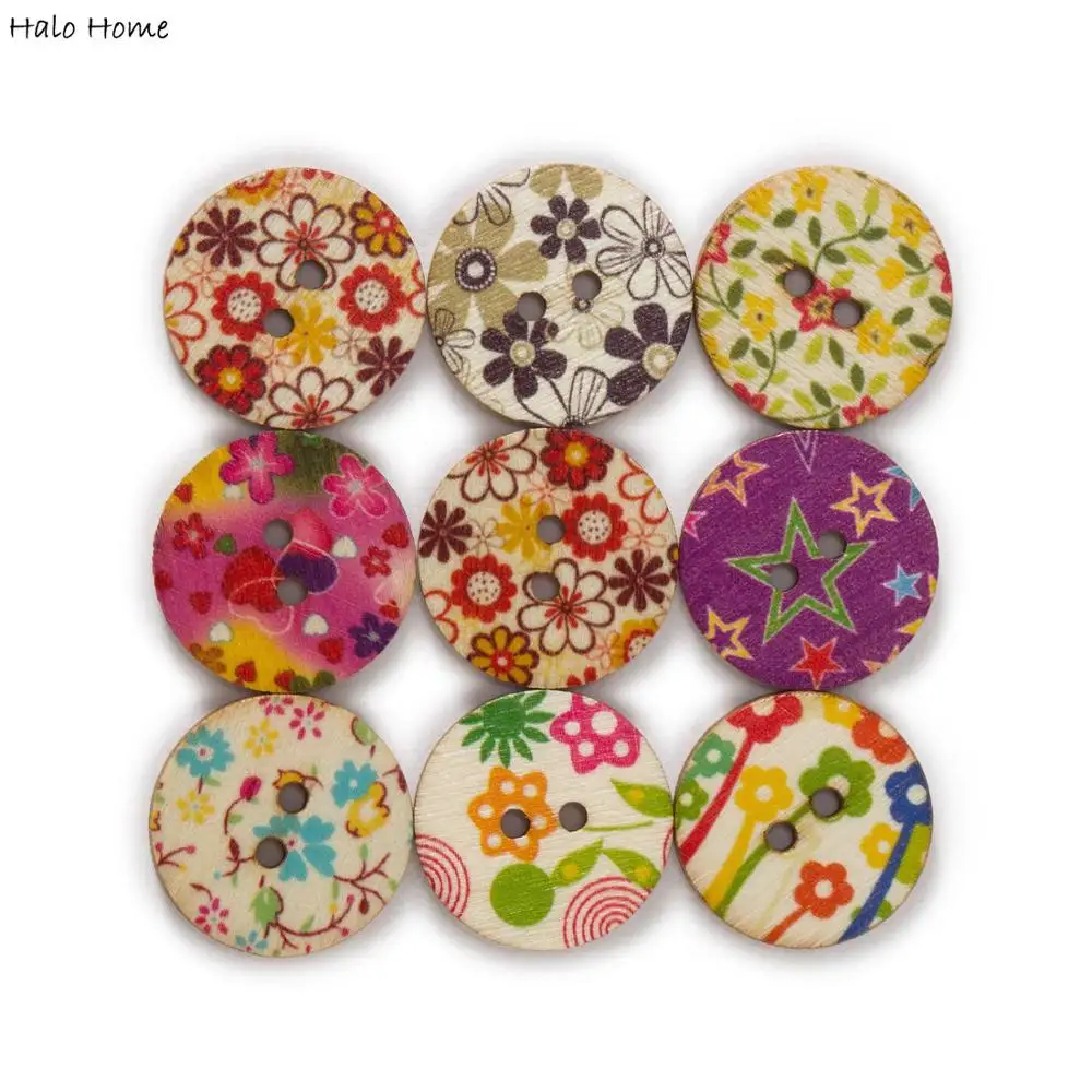 50pcs Christmas Wood Patch for Sewing Scrapbooking Clothing Crafts Handwork 25mm