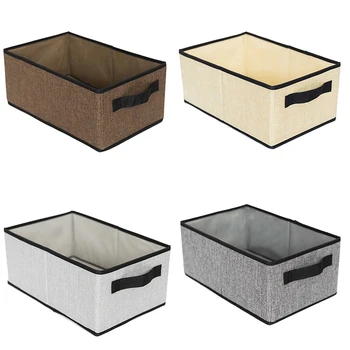 

Washable Folding Clothes Storage Box Foldable Underwear Socks Bra Storage Container Cotton Liene Shirts Storage Box Light Gray