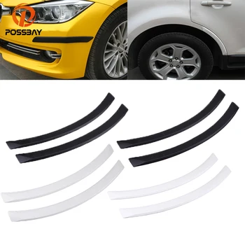 

POSSBAY Car Tire Eyebrow Stickers Black/White Imitation Carbon Fiber Anti Scratch Rubber Mouldings Front Rear Bumper Protector