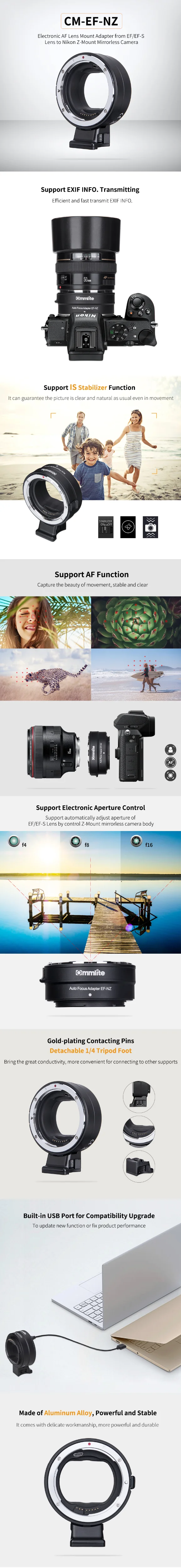 Адаптер для объектива с автофокусом AF для Canon EF EF-S объектив для Nikon Z крепление для беззеркальной камеры s Z6 Z7 адаптер для объектива камеры