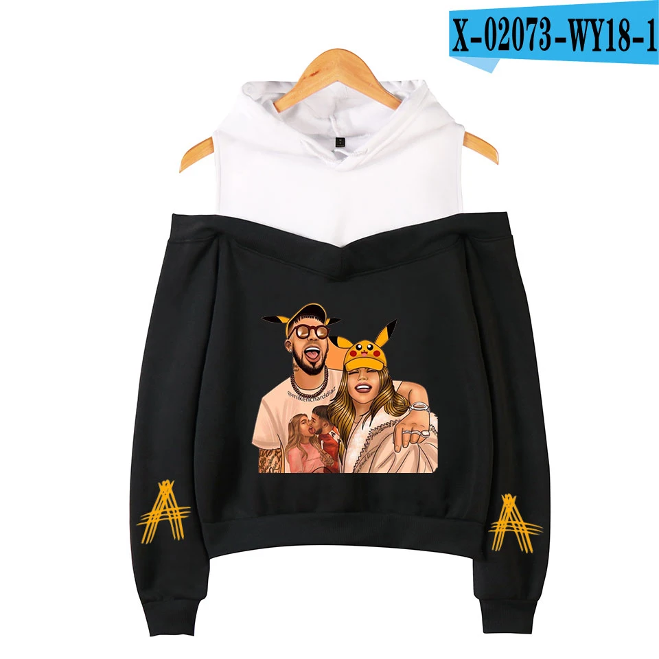 Anuel AA, хип-хоп, настоящий хаста Ла Муэрте, сексуальные женские толстовки с открытыми плечами, толстовка, стиль, мягкая одежда с открытыми плечами, толстовки - Цвет: WY18