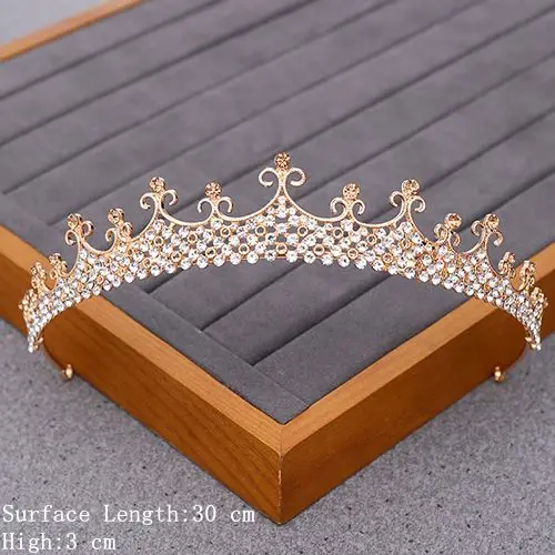 Light Gold Роскошные Свадебные короны и диадемы, свадебные аксессуары для волос, Золотая тиара, стразы, свадебная корона, диадема, головной убор - Окраска металла: Light Gold