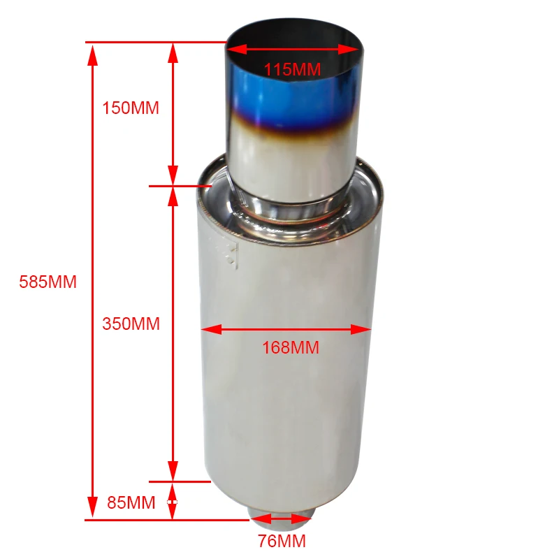 Интерфейс 76 мм экспорт 115 мм автомобильные аксессуары выхлопные системы глушитель хвост Высокое качество нержавеющая сталь 304 выхлопной трубы глушителя - Цвет: short