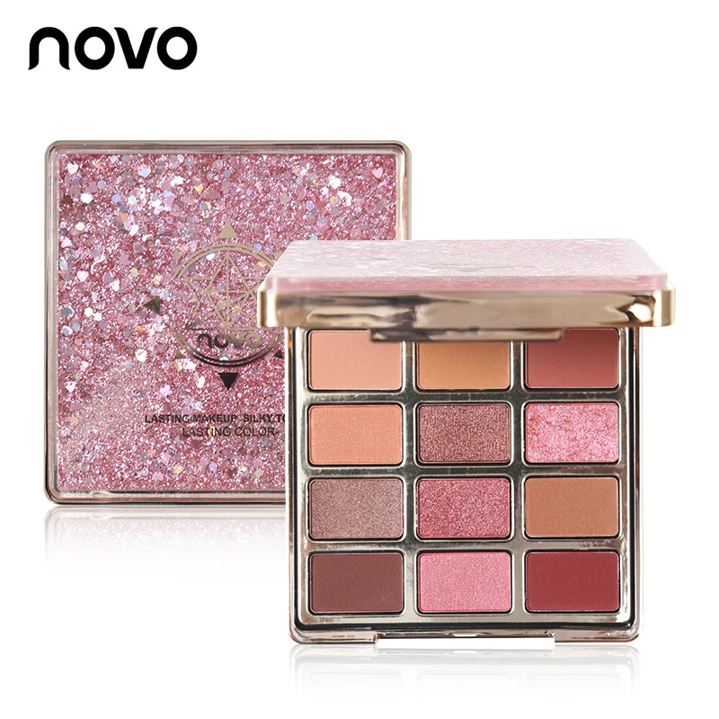 

NOVO Beauty 12 Colors Quicksand Glitter Eyeshadow Makeup Palette Waterproof Shimmer Matte Eye Shadow Cosmetics