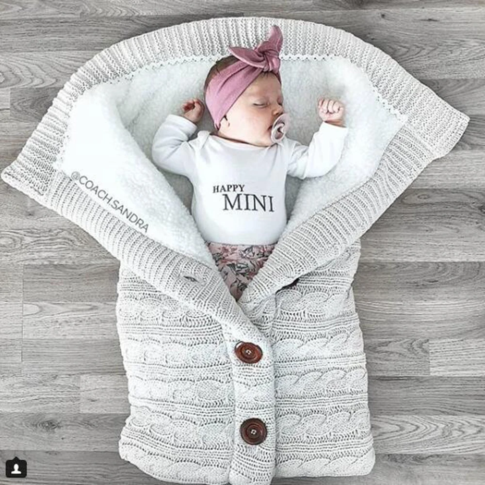 

Newborns Baby Blanket Soft Sleeping Bag Cotton Footmuff Knitting Envelope Infant Warm Wrap Sleep Sacks Stroller Swaddling