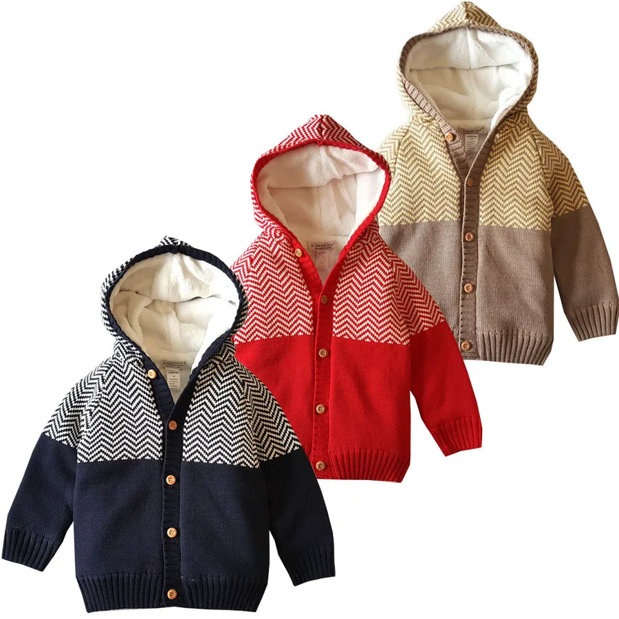 

European And American Style Men And Women Childrenswear Pure Cotton Wire Brushed And Thick Kids' Sweater Coat