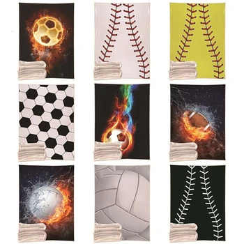 

Sport Ball Pattern Funny Sherpa Blanket Plush Velvet Warm Sheet Cartoon Office Nap Blanket Square Soft Fluffy Blankets For Bed