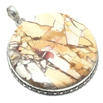 

Genuine Brecciated Bookaite Jasper Pendant Silver Overlay over Copper , Hand Made Women Jewelry Gift