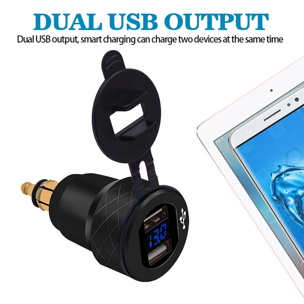 Светодиодный дисплей QC3.0 Dual USB автомобильный мотоцикл разъем под зарядное устройство безопасный адаптер быстрой зарядки прикуривателя