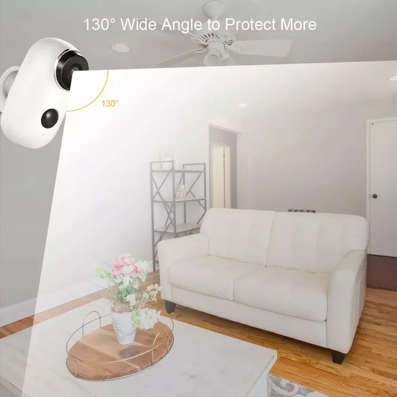 6WiFi IP Security Camera 1080p Rechargeable Outdoor Battery Powered Solar Panel C