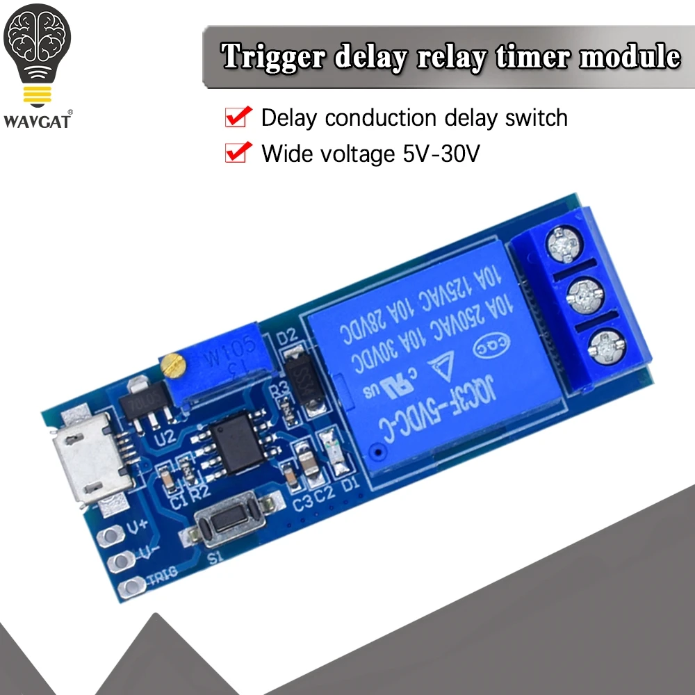 Smart Electronics 5V 30V Micro USB Power Adjustable Delay Relay Timer