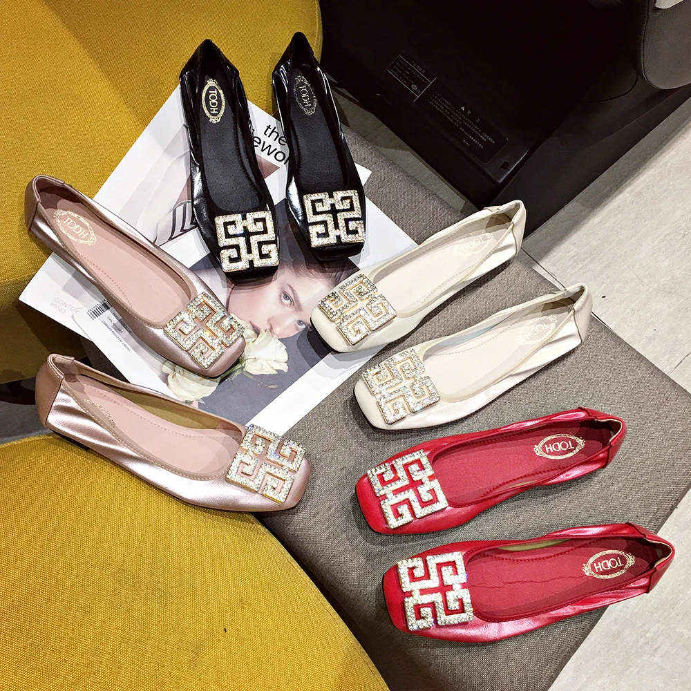 Slip on Shoes Women Ballet Flats Shallow Boat Shoes Woman Female Flat Shoe Embroide Red Spring Summer Fashion women loafers