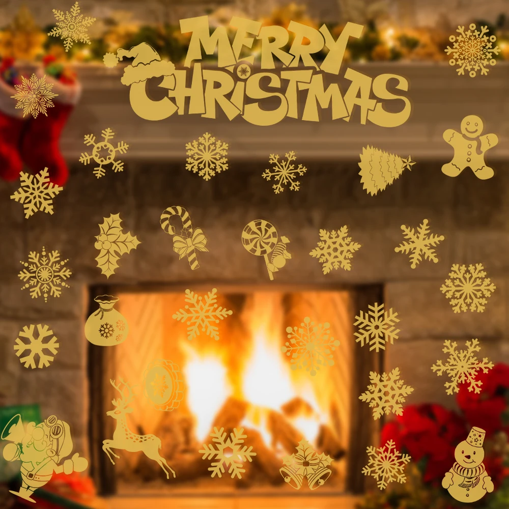 D-DIY, Рождественская Наклейка на стену, для гостиной, Рождественский Санта-Клаус, снеговик, лось, наклейка на окно, витрина, стеклянный декор, плакат, Декор, пленка - Цвет: A23