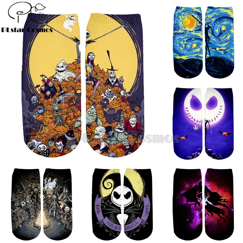 

nightmare before christmas jack skellington Cotton Socks Colorful Brand Warm Cartoon Short Ankle Halloween Socks style-2