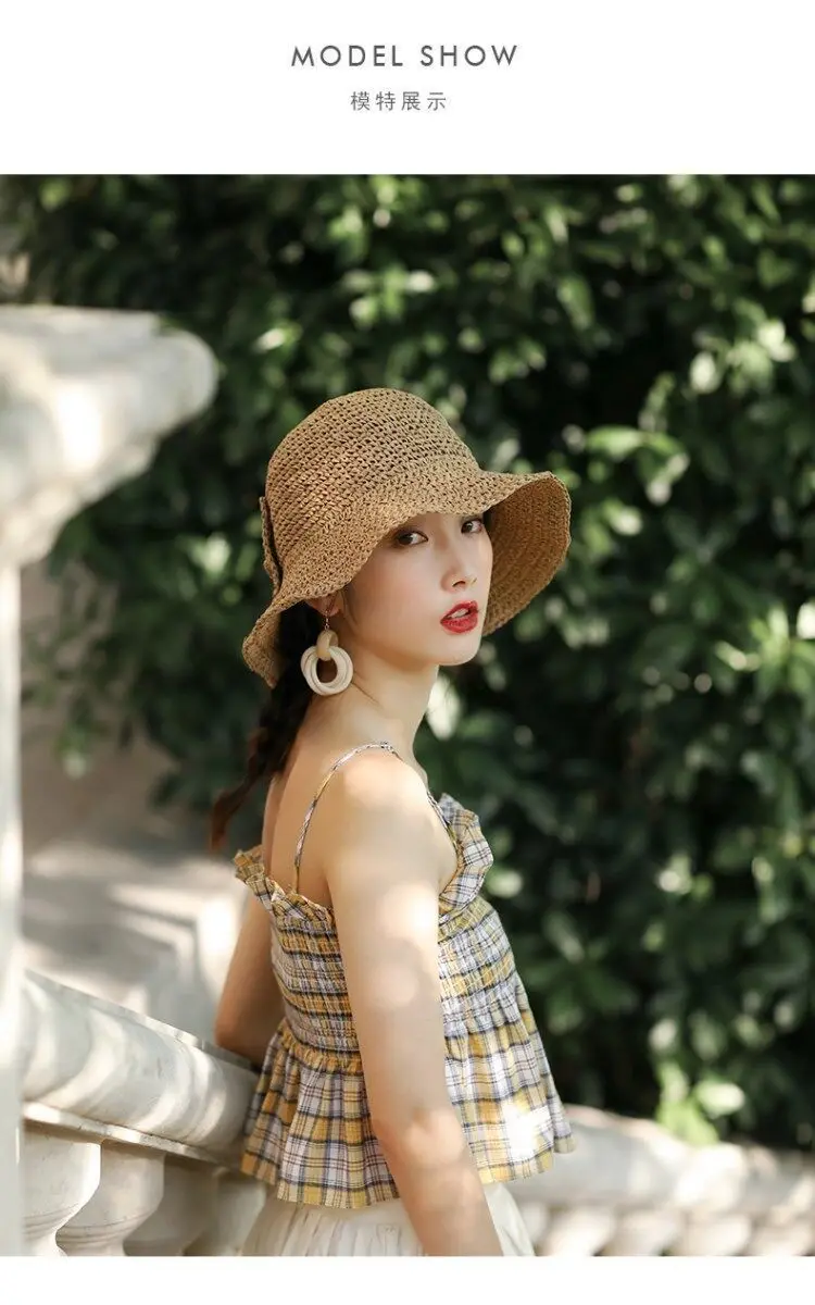 Attractive Floppy Summer Hats 100% Raffia Bow Sun Hat For Women Sadoun.com