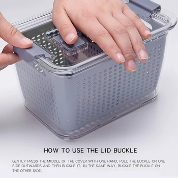 

4.5L Refrigerated Storage Box Kitchen Classification Foodstuff Box Vegetable Fruit Drain Basket Multi Storage Box Container