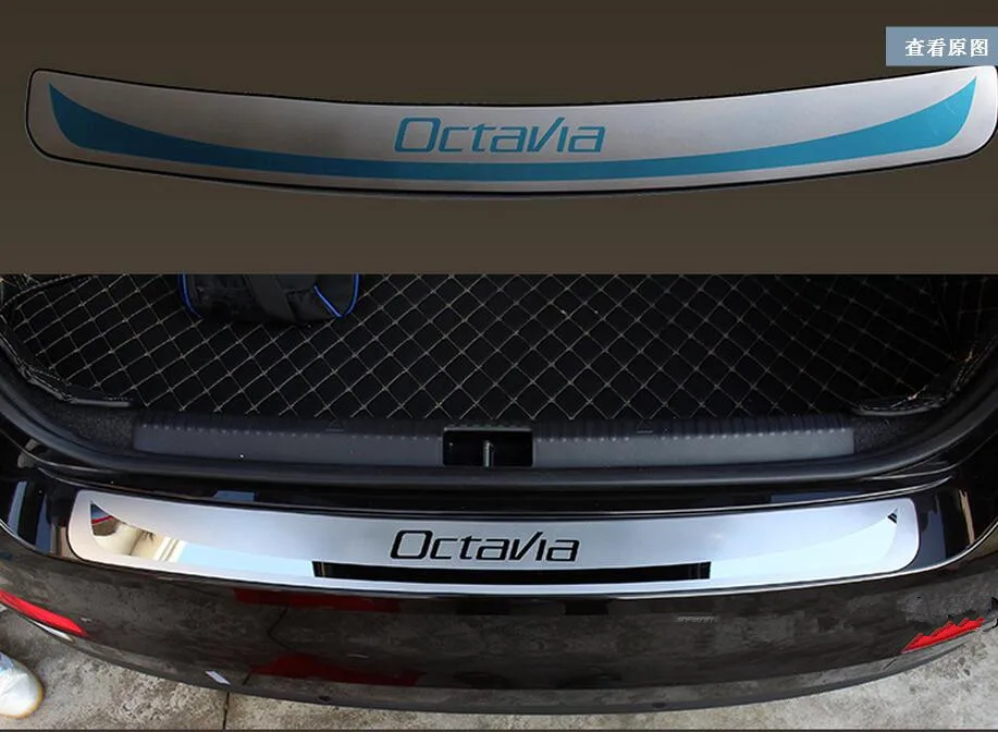 Для Skoda Octavia- Нержавеющая сталь сзади для багажника, бампера защитная задняя Накладка заднего порога