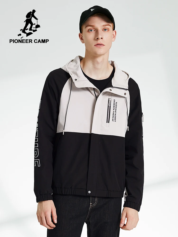 

Pioneer Camp 2019autumn Men Jacket Contrast Color Sleeves Windbreaker Jacket Cotton Coats Pocket High Quality Clothing AJK908151