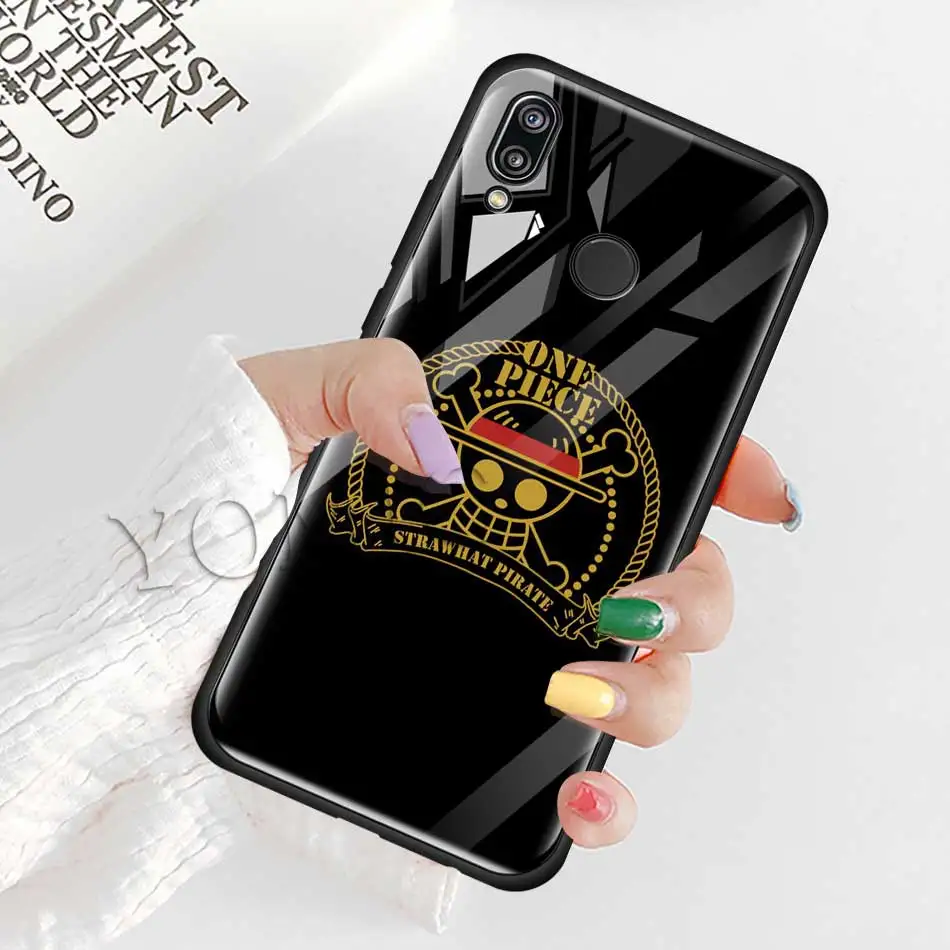 One Piece Anime logo Tempered Glass Cases for Huawei P30 Pro P10 P20 Lite Mate 20 Lite Honor 20 Pro 8X Phone Cover