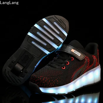 

Newest Heelys 2020 Glowing Sneakers with One Wheels Children Roller Shoes USB Charge Led Light Up Shoes Boys Girls