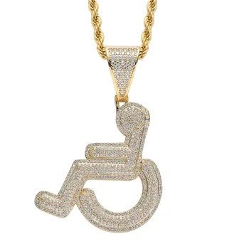 

1 Pc Personality Pendant Wheelchair User Shaped Necklace Creative Neck Accessory
