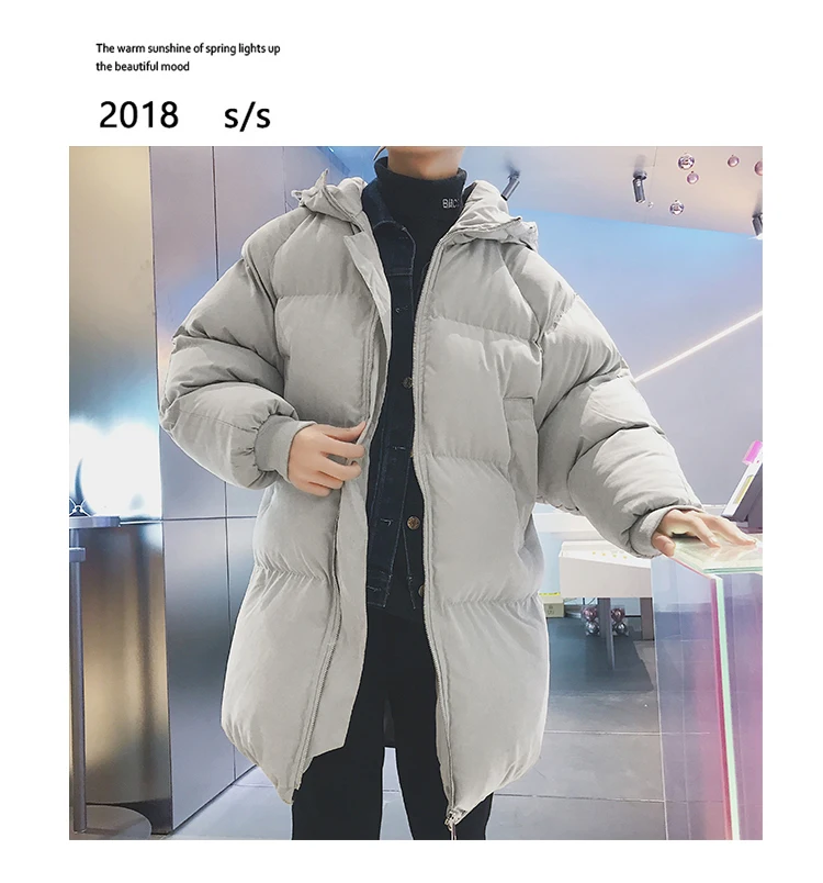 Cotton-padded Clothes Men's Winter Coat Men Mid-length Cotton-padded Jacket Loose Thick Couples down Coat Male Winter down Jacke