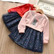 Платье для маленьких девочек vestido Infantil Menina فساتين اطفال зимняя Модная стильная футболка с изображением персонажей видеоигр кролик платье принцессы с цветочным рисунком, комплекты одежды Z4