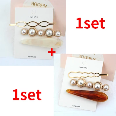6pcs 6 шт./компл. Мода в Корейском стиле; с металлическим золотым жемчуг Заколки для волос Для женщин заколка для волос, геометрический узор, для девочек заколка зажим для волос аксессуары для волос - Цвет: 6pcs