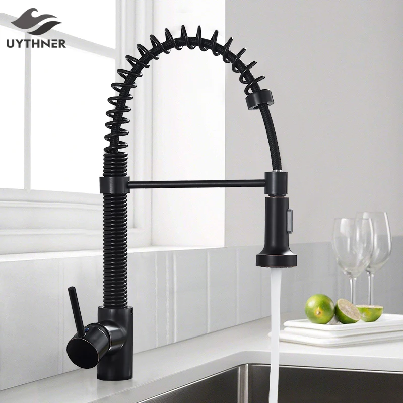 Смеситель для кухни Uythner черный бронзовый/хромированный на бортике смеситель