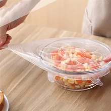 Дропшиппинг пищевой 6 шт./компл. многоразовый силикон стрейч еда постельное белье кухонные обертывания для хранения Универсальный горшок крышка