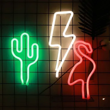 

LED Cloud Five-pointed Star Flamingo Neon Heart LOVE Decorative Table Lamp Modeling Lamp USB Battery Light