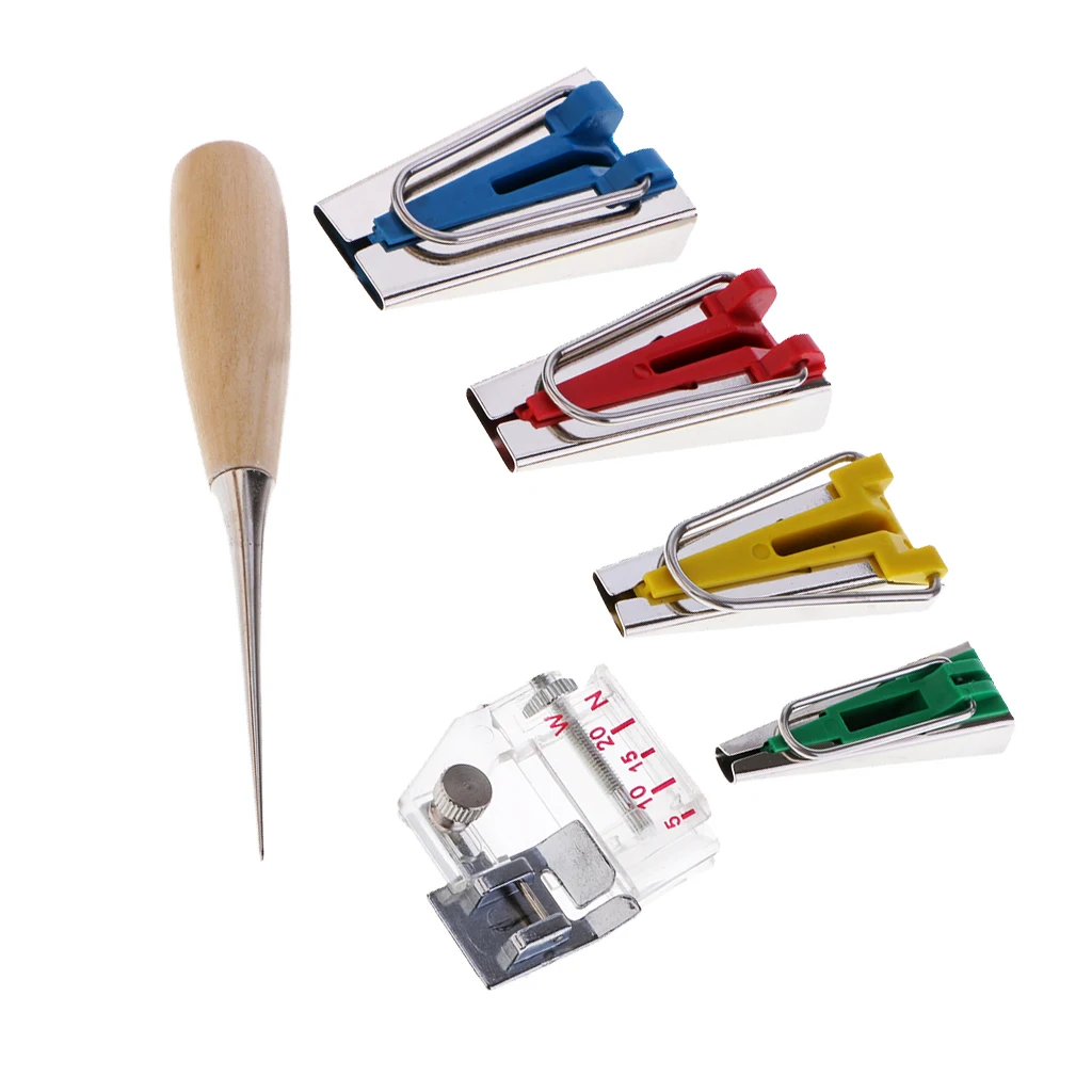 6 Pieces Multifunctional Bias Tape Maker Tool Set Sewing Machine Tools Binder Foot
