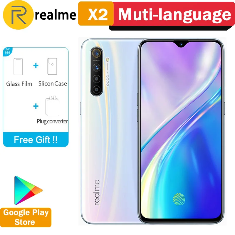 Realme X2 мобильный телефон 6 4 ''Full Экран Snapdragon 730G 64MP Камера NFC 30 Вт Быстрый Зарядное