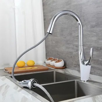 

Kitchen Faucet Pull Out Pull Down Bathroom Kitchen Mixer Hot Cold Water Tap Single Handle Stream Spray Kitchen Spout