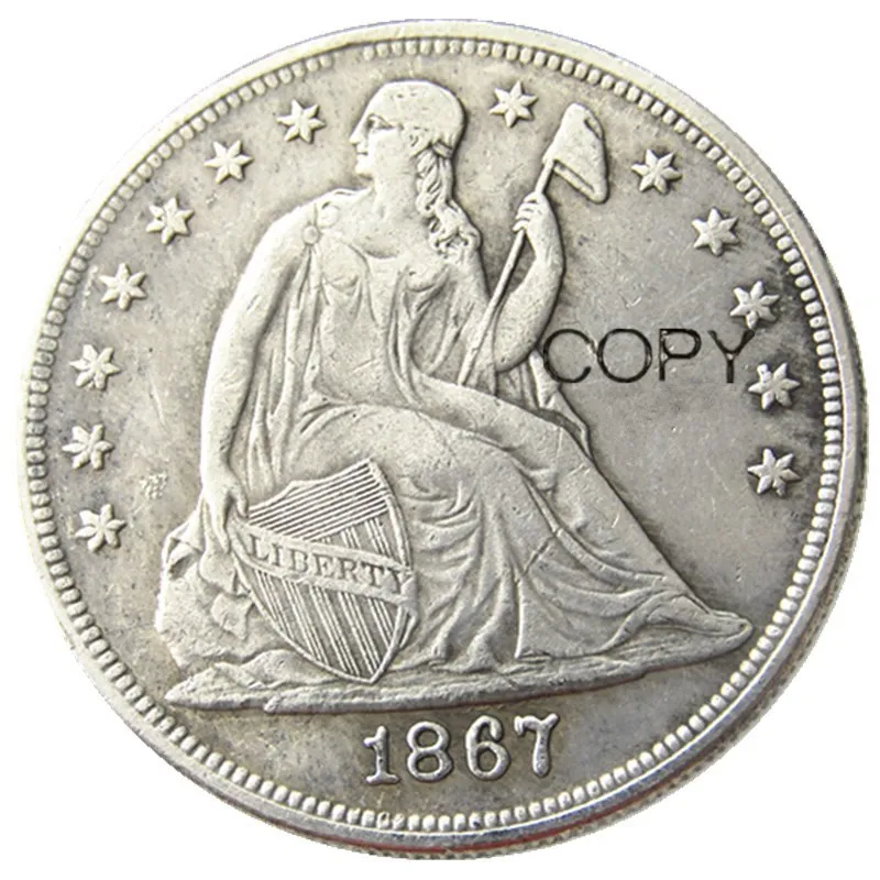 Монеты США 1867 сидя Liberty копия доллара монеты посеребренные