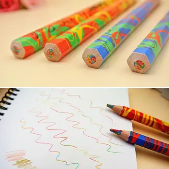

Colored Hexagonal Pencil Student Painting Set Smooth Kids Painting Gifts Pencil Writing supplies Stationery Writing B1X3