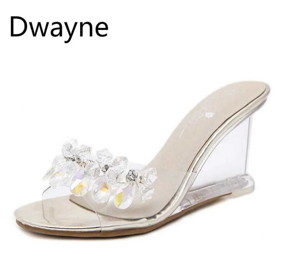 Dwayne/; женские слипоны на высоком каблуке; женская обувь на танкетке; летние туфли с открытым носком; женские шлепанцы; вечерние туфли на платформе