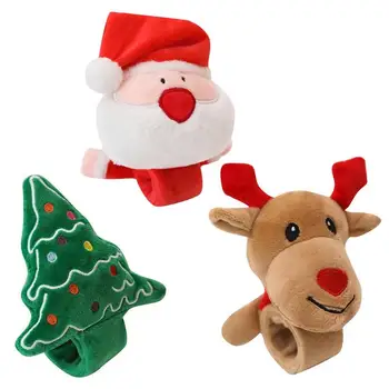 

Christmas Patting Bracelet Short Plush PP Cotton Filled Iron Sheet Santa Claus Xmas Tree Deer New Year Toy Children Gift