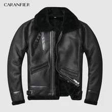 CARANFIER оригинальные Экологичные овчины мужские кожаные мех ягненка мужские ретро классические стандартные европейские размеры зимняя теплая куртка 3XL