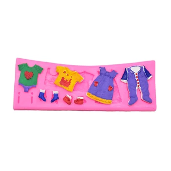 

Clothes Skirt T-shirt Shoes Socks Fondant Mold Cake Decoration Cookies Chocolate Baby Clothing Silicone Mould Baking Tool