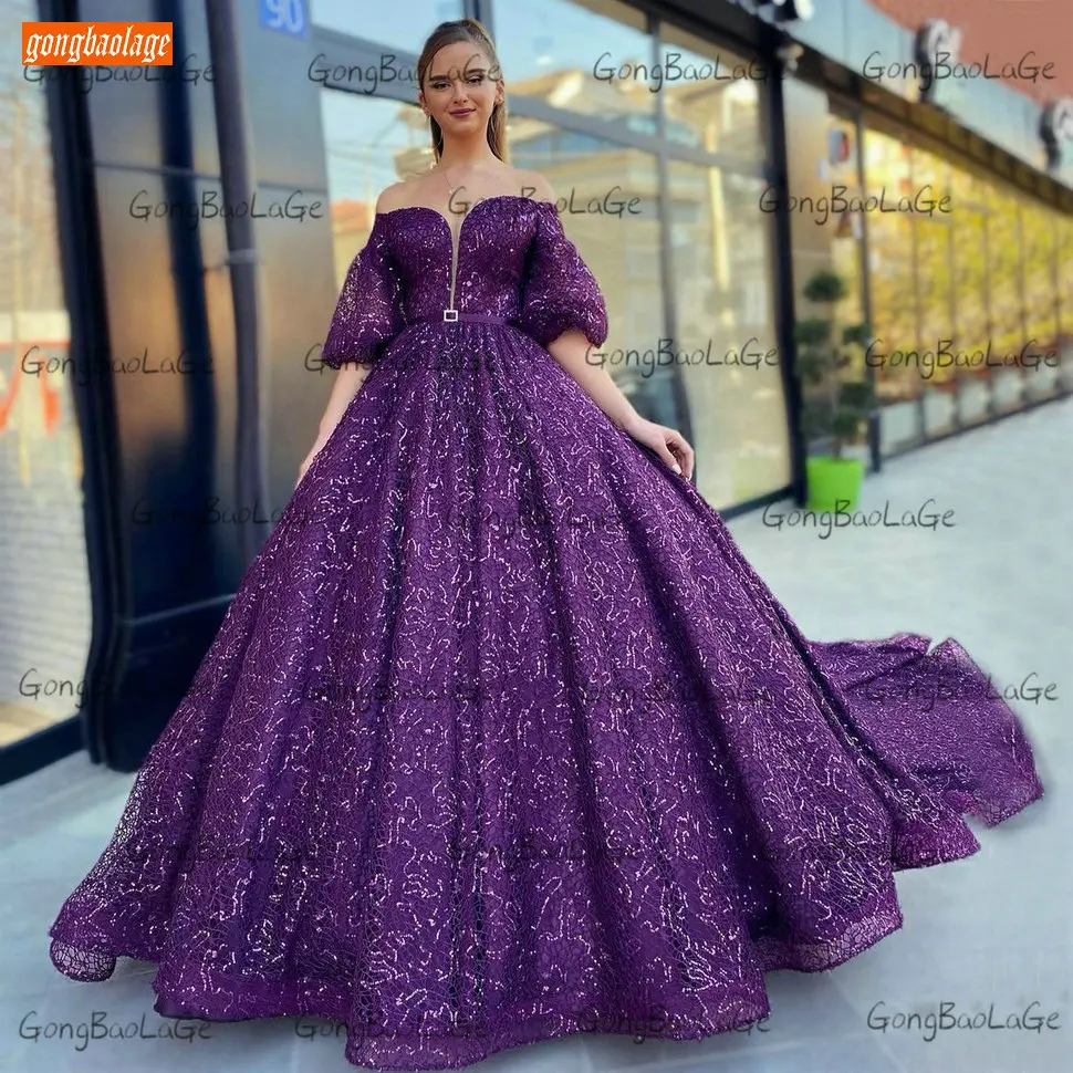 Fashion Purple Prom Dresses Lace Up 