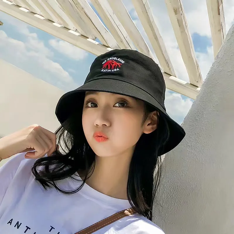 Women Pink Yellow White Black Fisherman Hat Fashion Cotton Bucket Hats High Quality Outdoor Travel Caps Gorras Gorro De Pescador