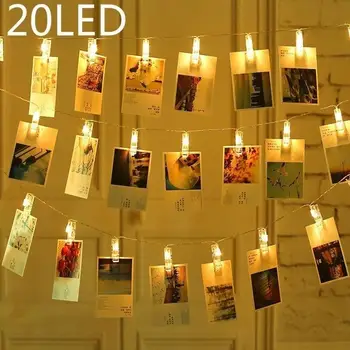 

2m 20led Bedroom Battery Powered Wedding Creative Celebration out Door Diy Photo Clips String Lights LED NEW Fairy Lights