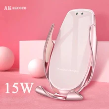 QI 15W Fast Wireless Car Charging Pink White Mount for iphone Base Car Holder Portable Wireless Induction Charger C Type Cable QI 15W Fast Wireless Car Charging Pink White Mount for iphone Base Car Holder Portable Wireless Induction Charger C Type Cable