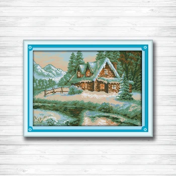 

Lakeside snowhouse Scenery DIY DMC Cross stitch 11CT 14CT cross stitch kits embroidery needlework sets Home decor crafts