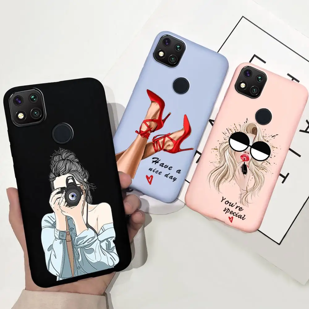 Чехол для xiaomi redmi 9C 9 C NFC милая Дамская Мягкая силиконовая задняя крышка из ТПУ 9a